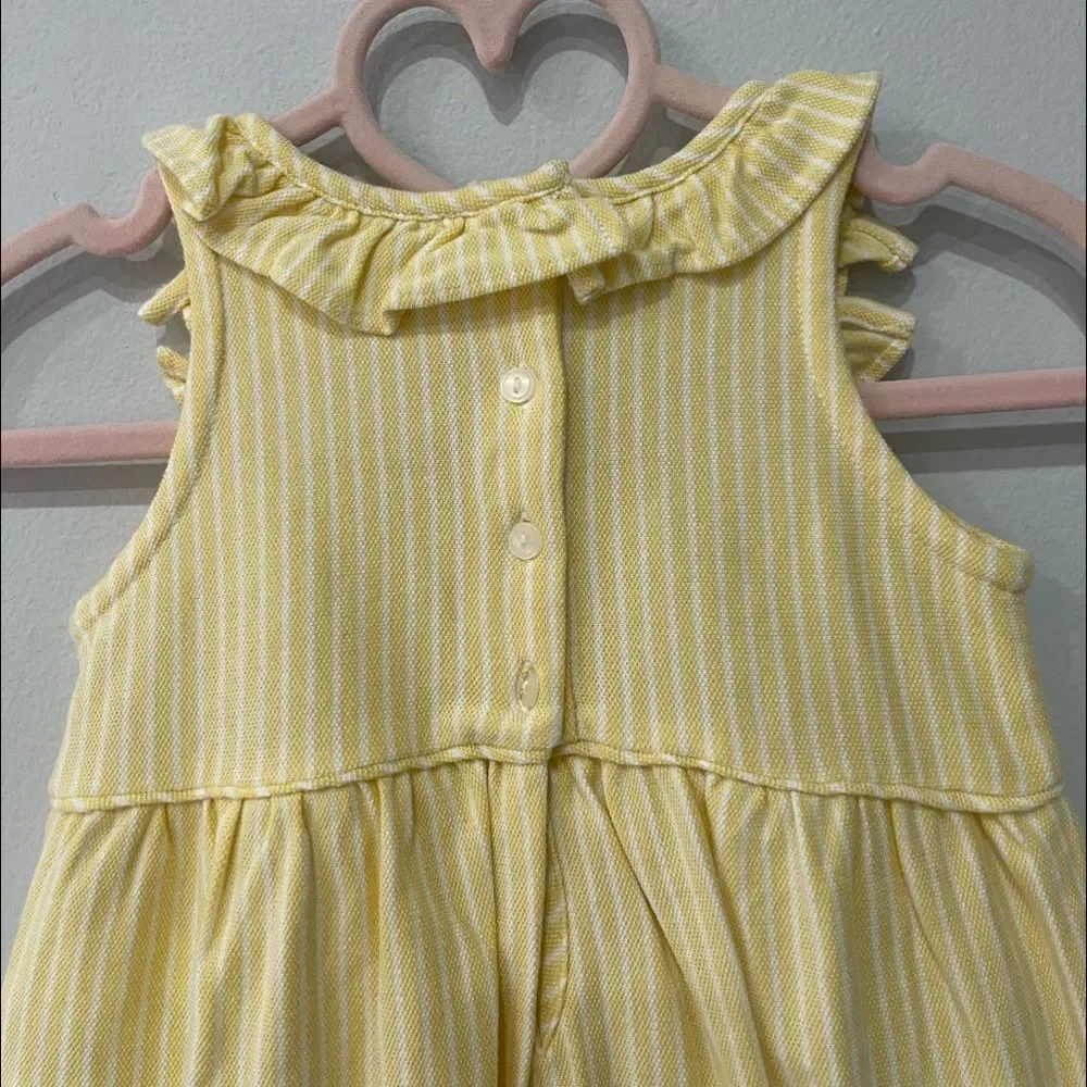 RALPH LAUREN Cotton Baby Girl Pastel Yellow Ruffle Romper Size 9 Months
